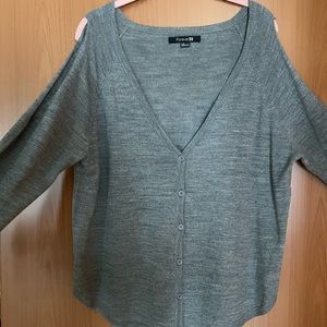 Cold Shoulder Cardigan - Forever 21  - Grey - Size L